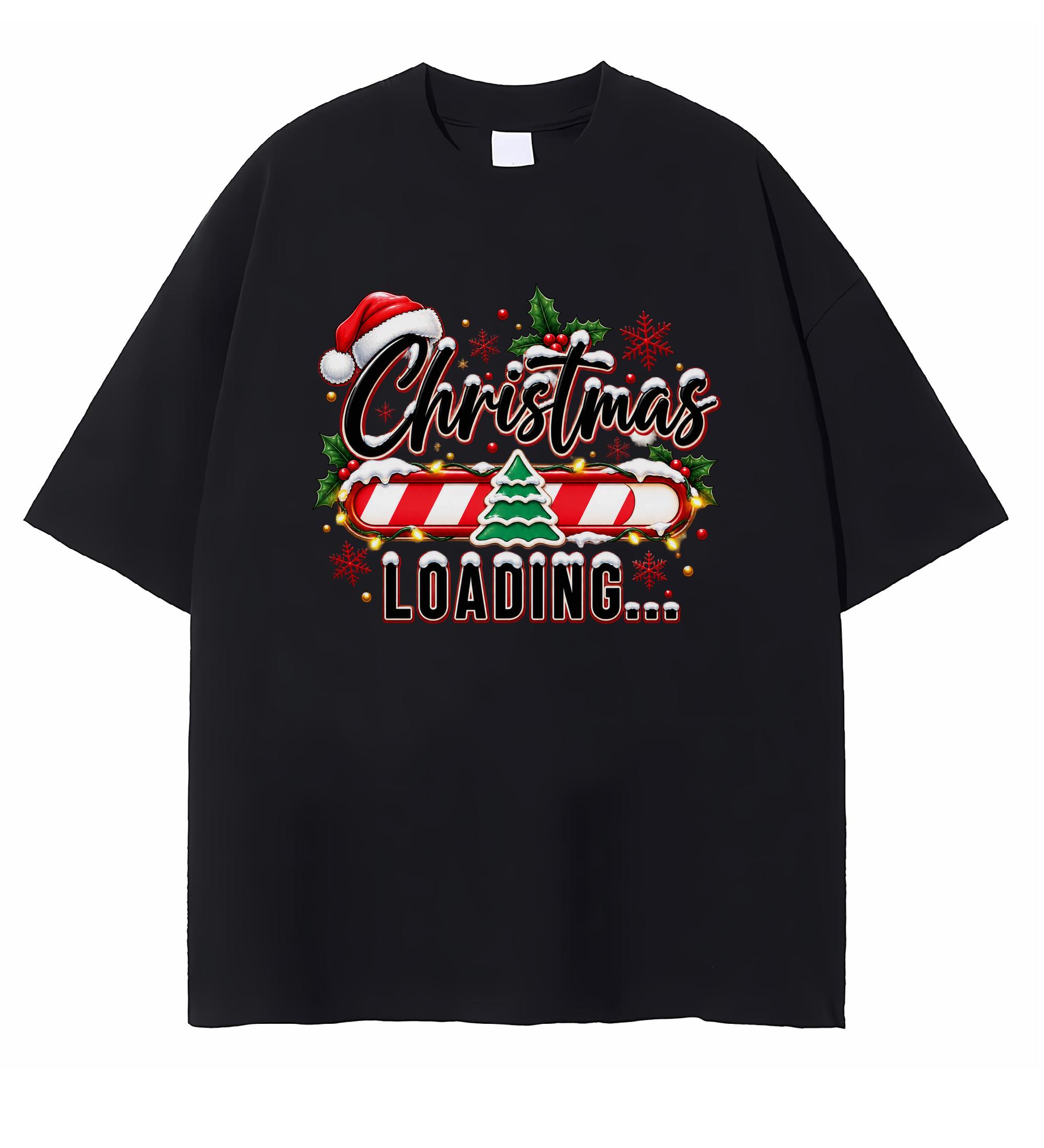 Christmas Loading T-shirt Funny Christmas Progress Bar Graphic Merry Xmas Family Holiday Gift
