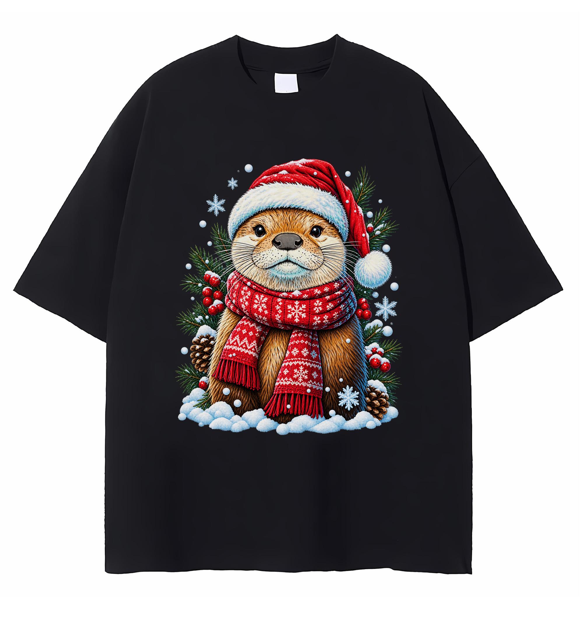 Christmas Otter T-shirt Funny Holiday Otter Animal Graphic Cute Christmas Gift For Otter Lovers