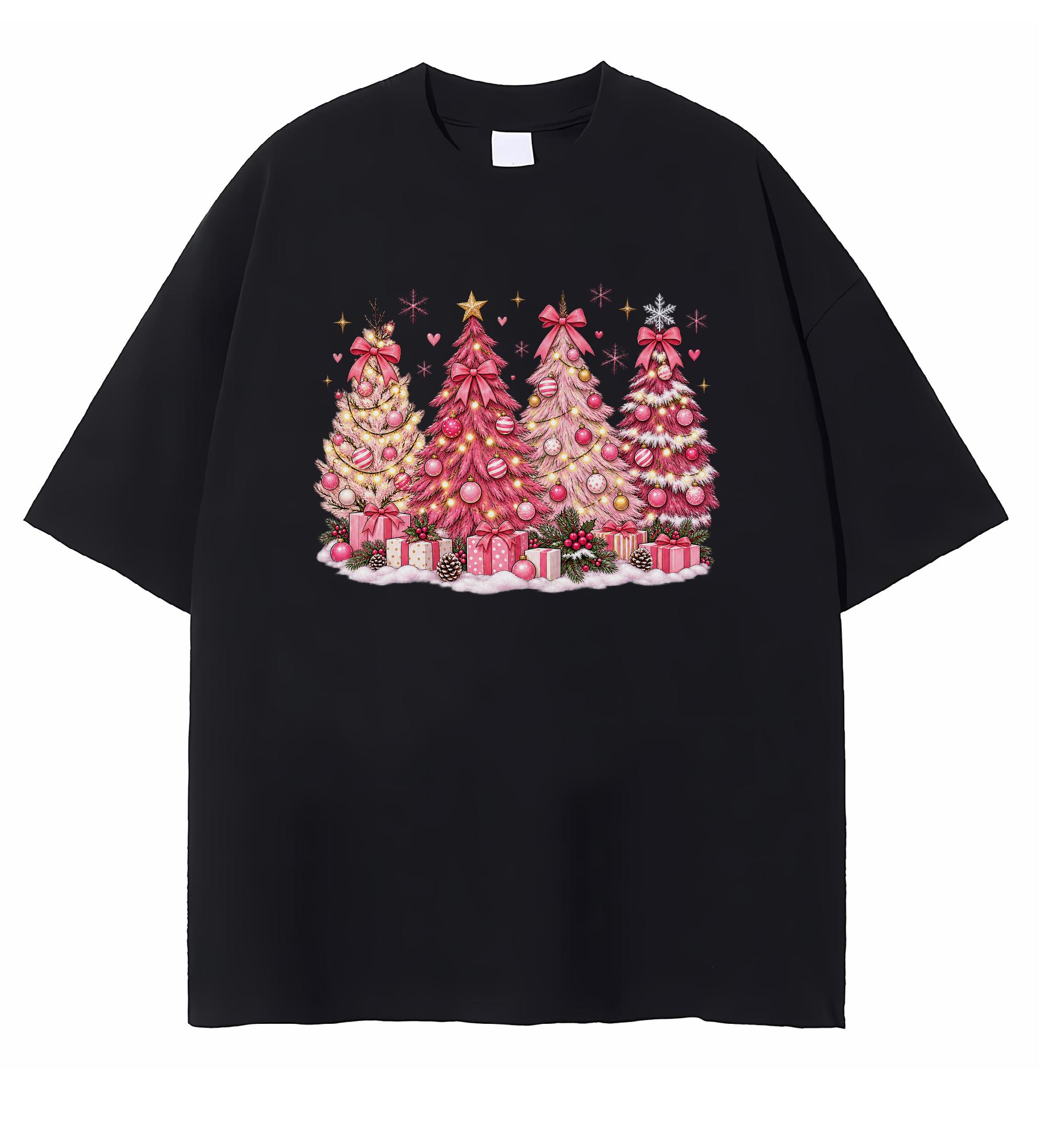 Christmas Trees And Lights T-shirt Festive Merry Christmas Holiday Graphic Christmas Gift For Women