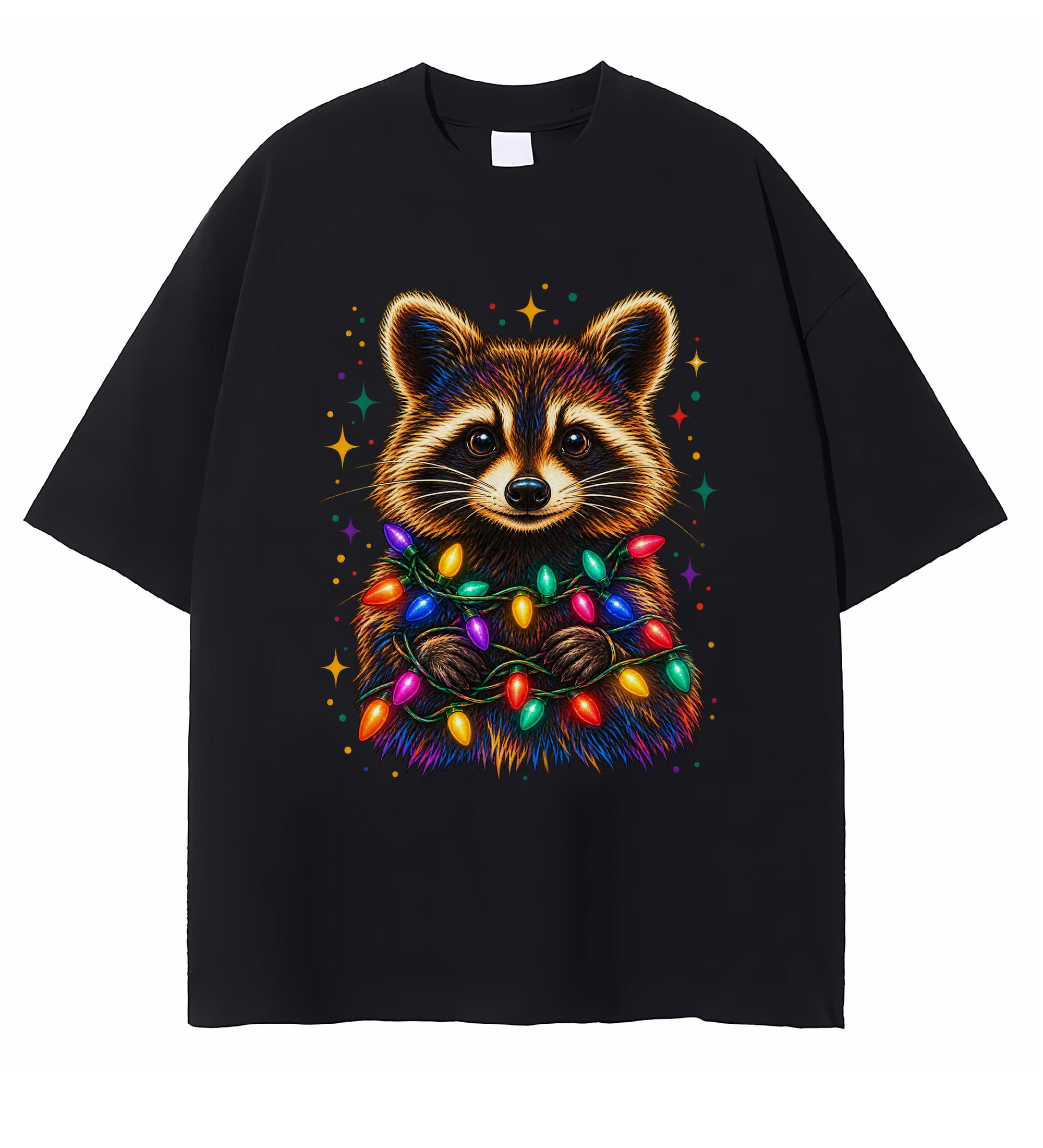 Funny Feral Christmas Raccoon T-shirt Humorous Holiday Woodland Animal Graphic Raccoon Lover Gift