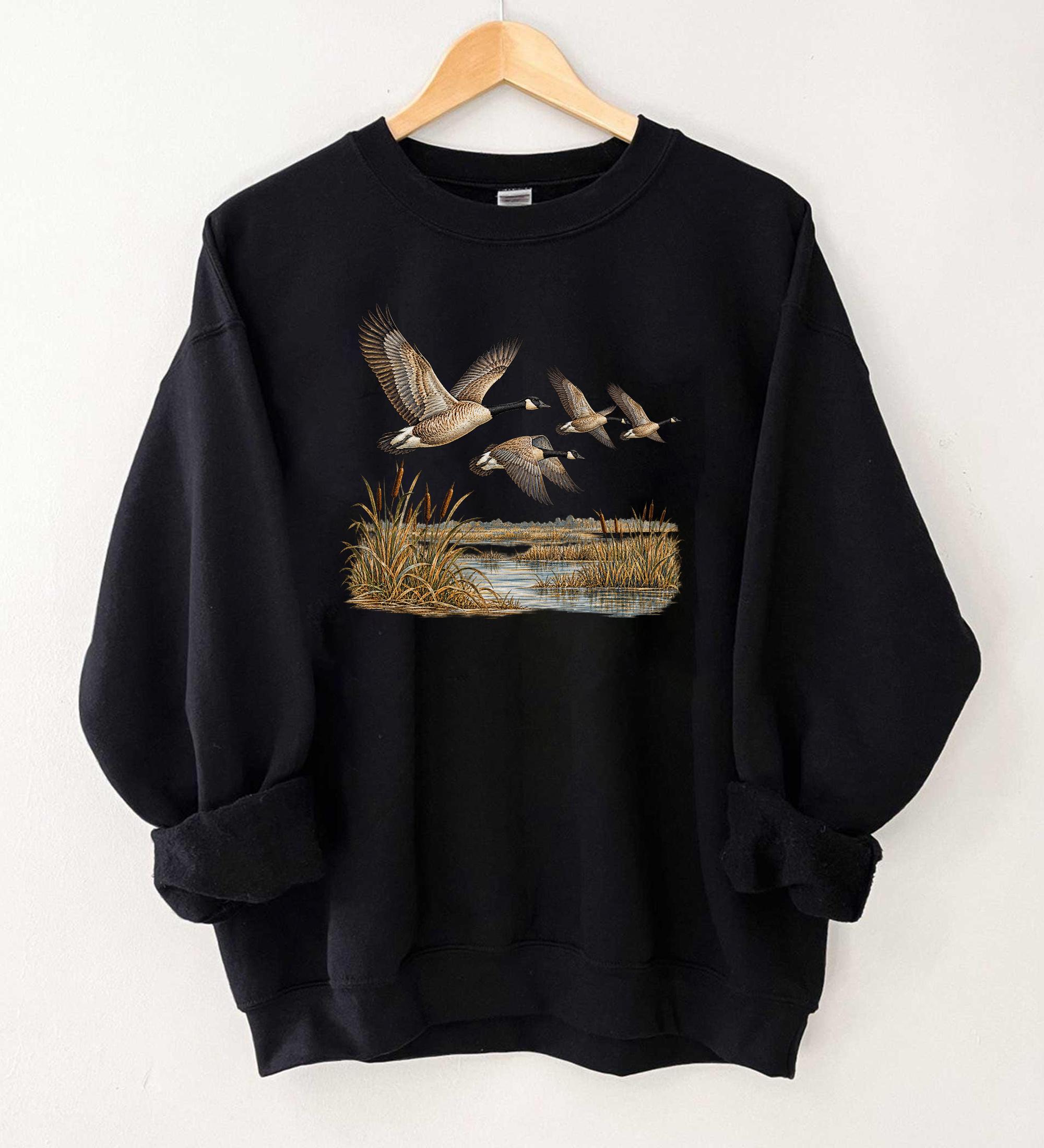 Canada Goose Toddler Sweatshirt Flying Geese Vintage Waterfowl Marsh Graphic Nature Wildlife Birthday Gift For Kids